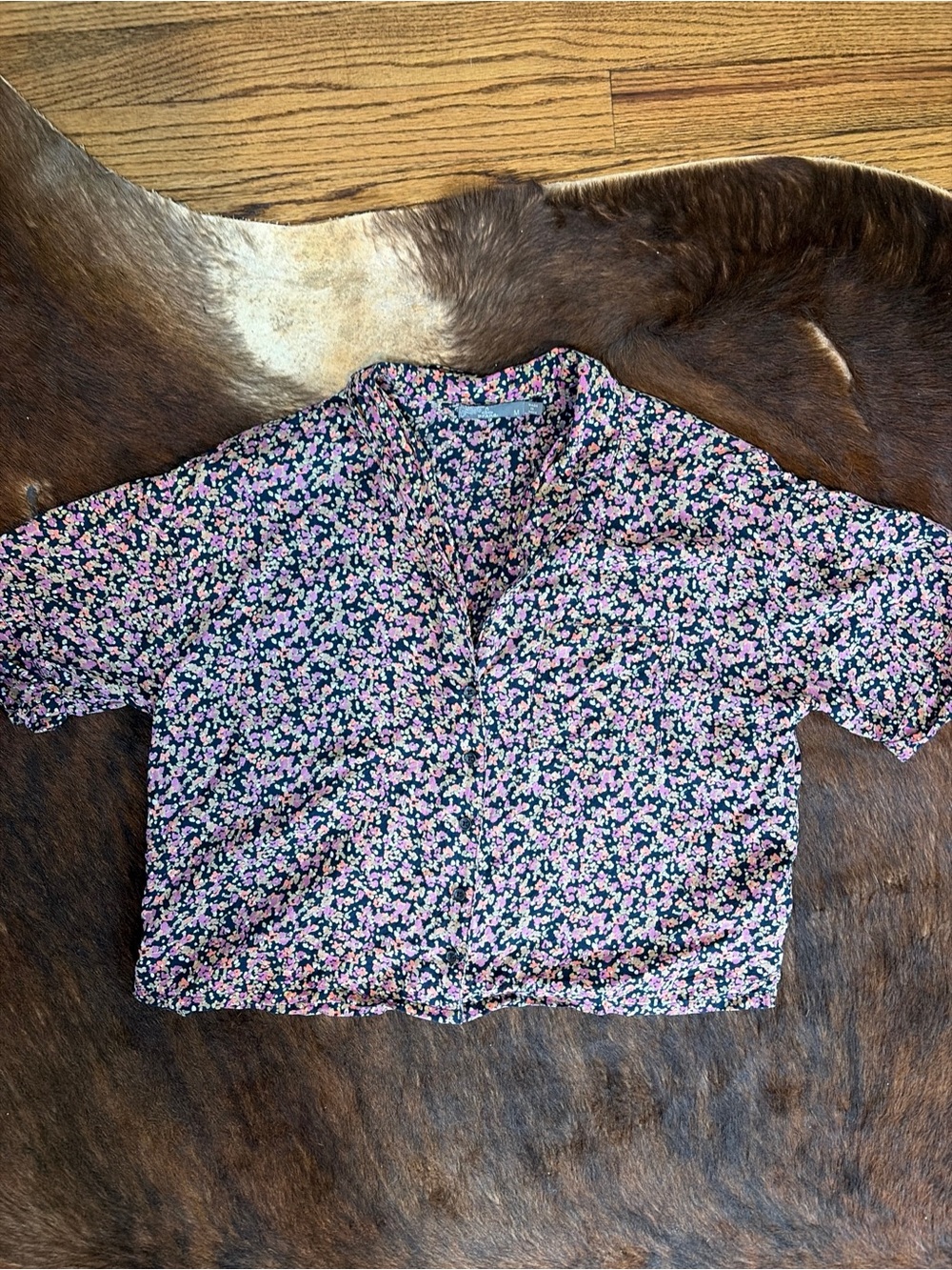 Prana Womens M Shirt Floral Print Short Sleeve Button Down Top Gorpcore Cottage